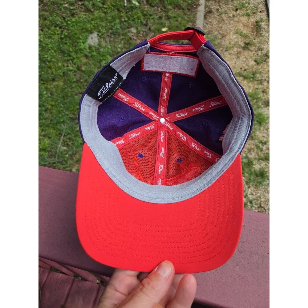 Titleist Hat Cap Mens Strapback Adjustable Purple/Orange FootJoy Pro V1 FJ Golf